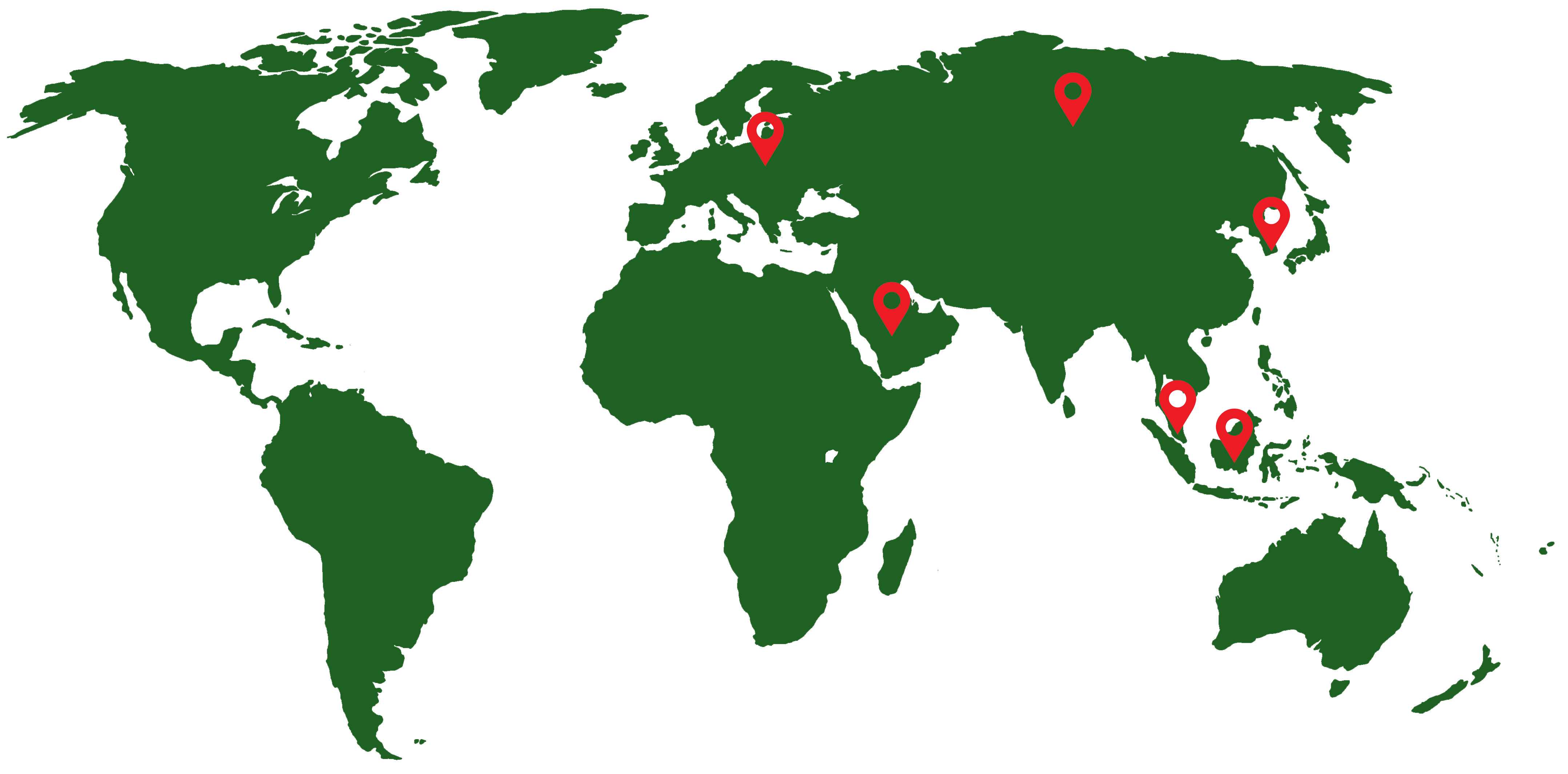 World map showing export regions